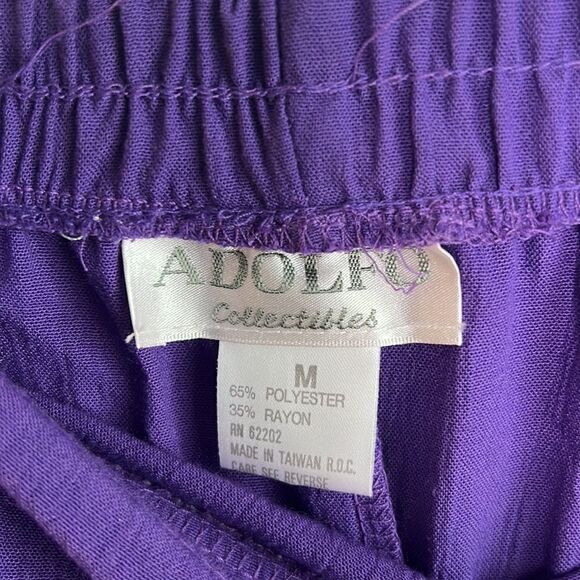 Adolfo Vintage 90s Purple Pull On Cropped Pants Size Medium - Picture 3 of 3